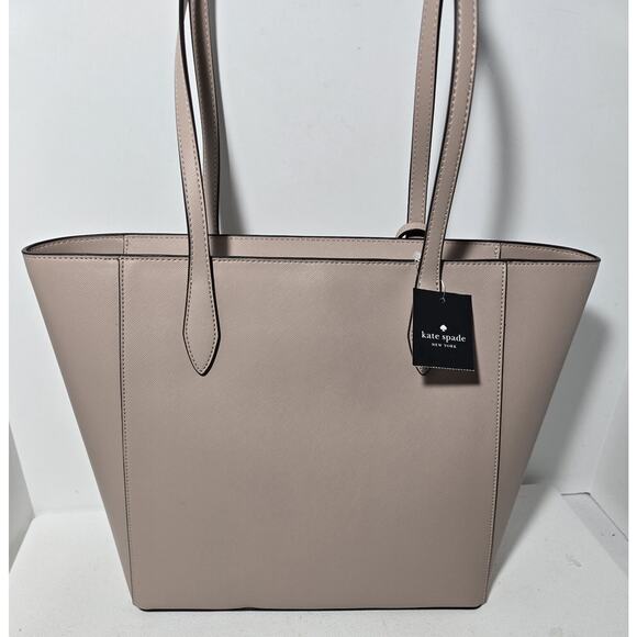 Kate Spade Dana Tote Saffiano Warm Beige Purse KB617 Bag Charm NWT $359 - Picture 4 of 13